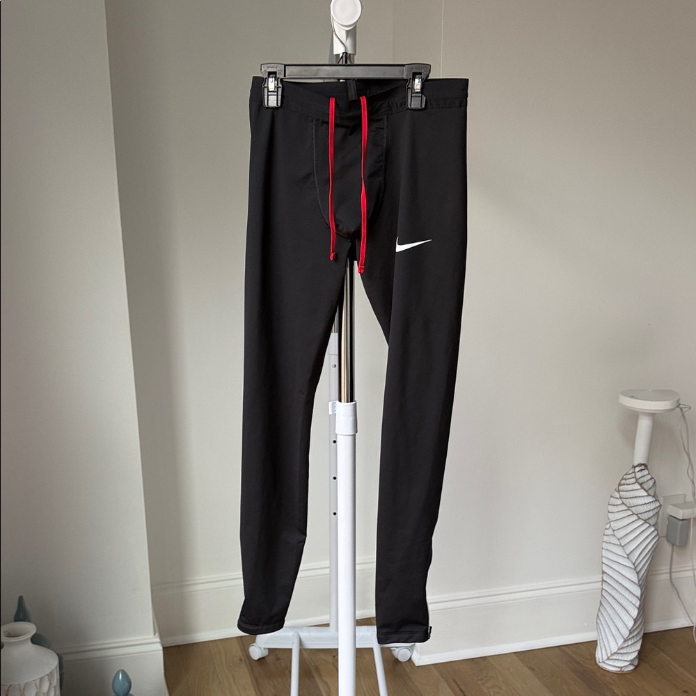 Nike Black Track Pants tights dri-fit medium with leg zips